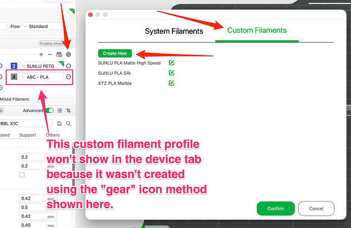 custom filaments