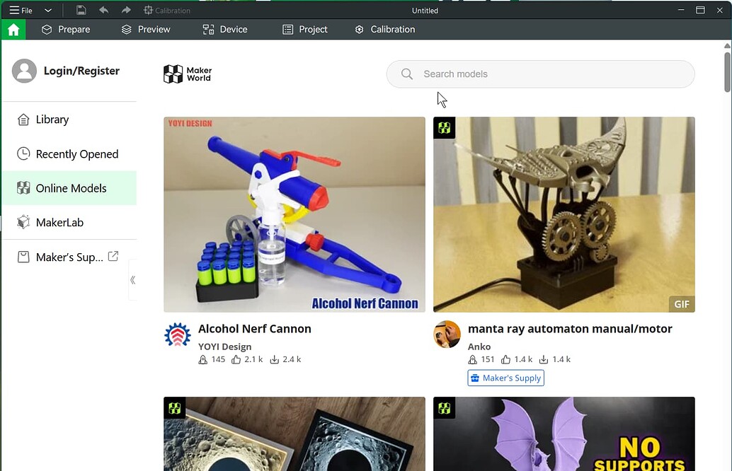Makerworld search option disappeared in Version 2.2.0.85 - Bambu Studio ...