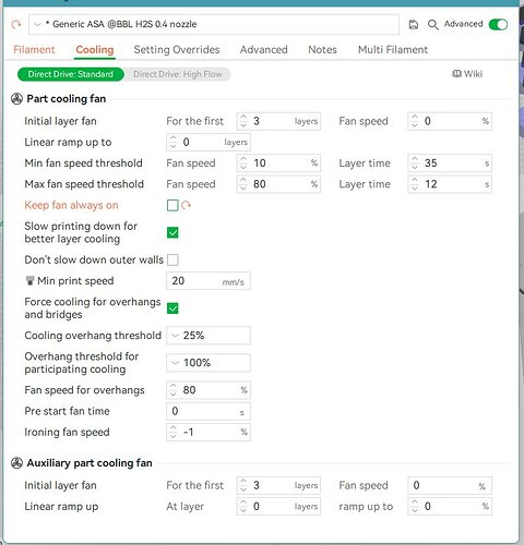 fan settings