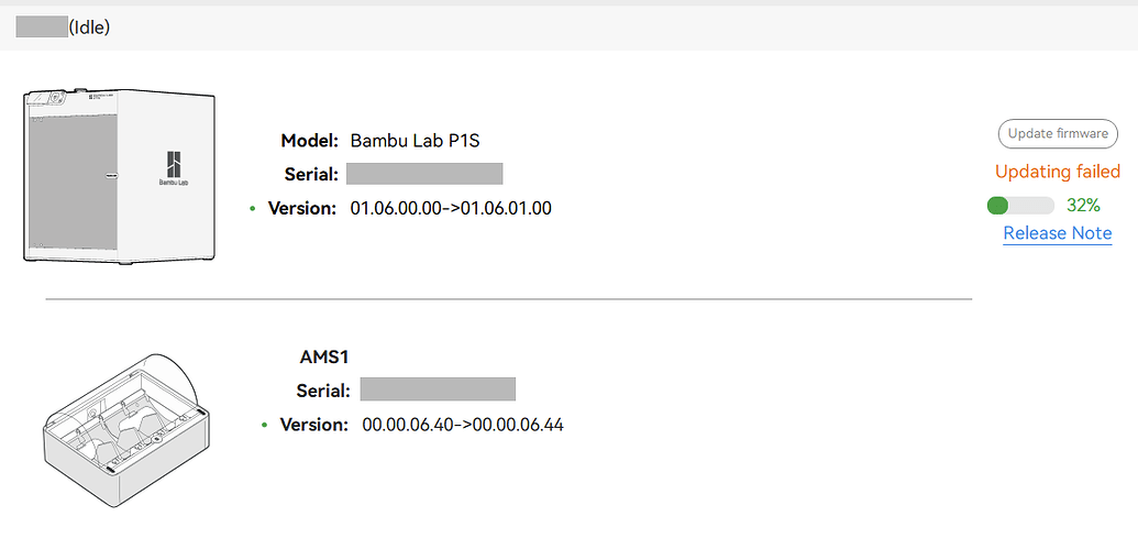 P1S Firmware Update Fails - Troubleshooting - Bambu Lab Community Forum