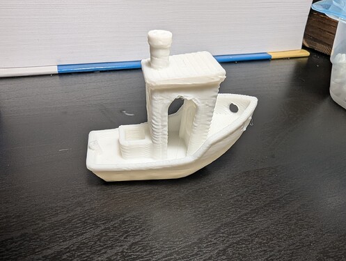 Standard Benchy, 0.2 mm layer height. Issue seen on vertical frames.