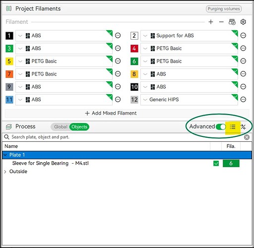 Show alll objects settings