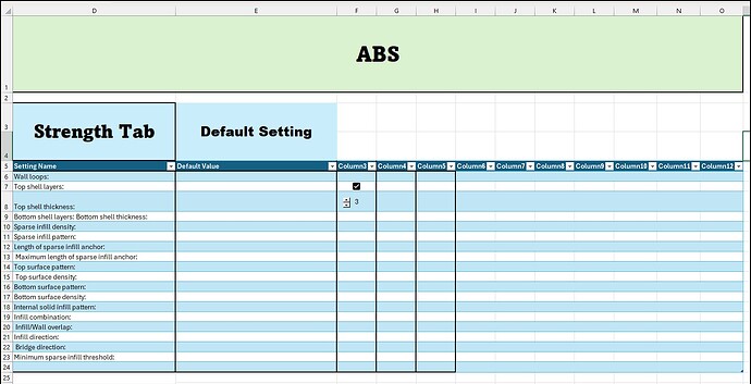 Excel Settings Template