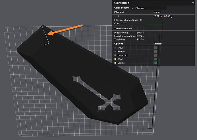 drag line in sliced file