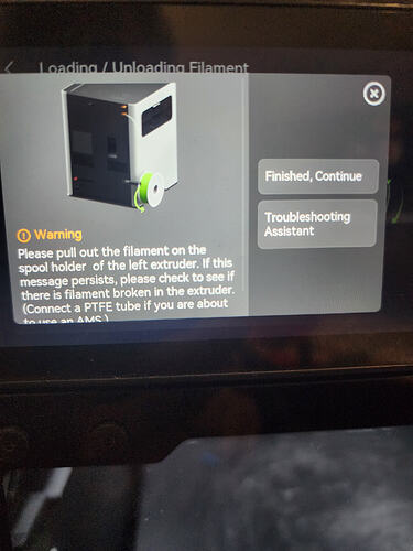 Filament unload error