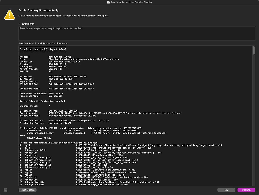 Bambu Studio 2.0 Keeps Crashing - Bambu Studio - Bambu Lab Community Forum