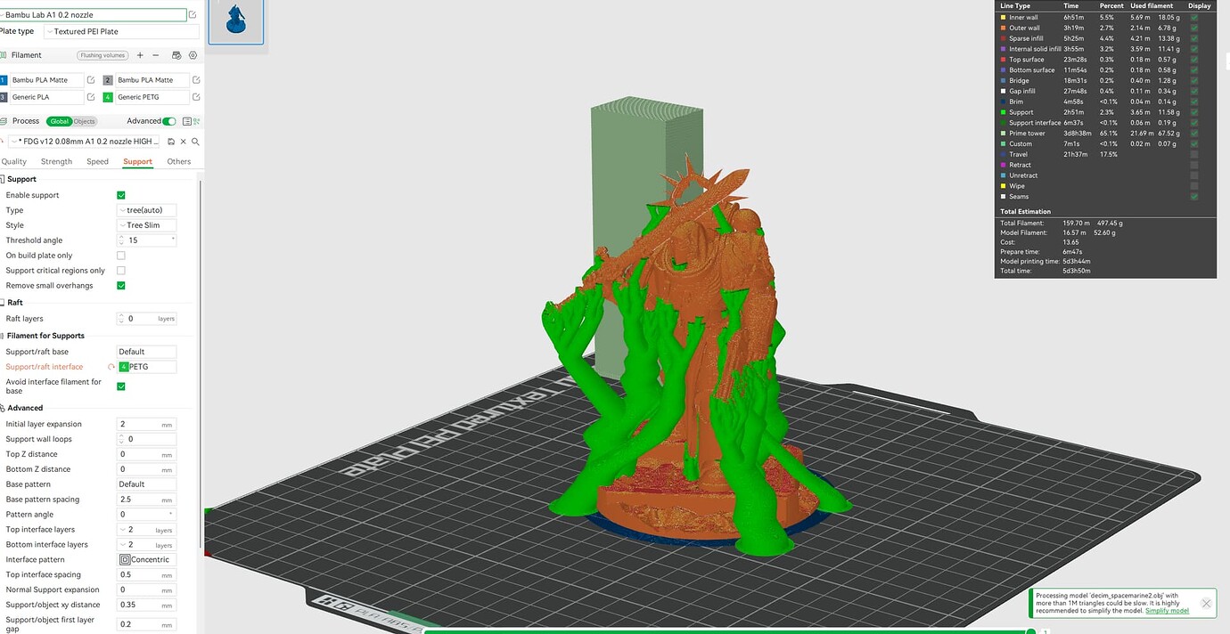 PLA print with PETG Support Interface and insane Print Times - Bambu ...