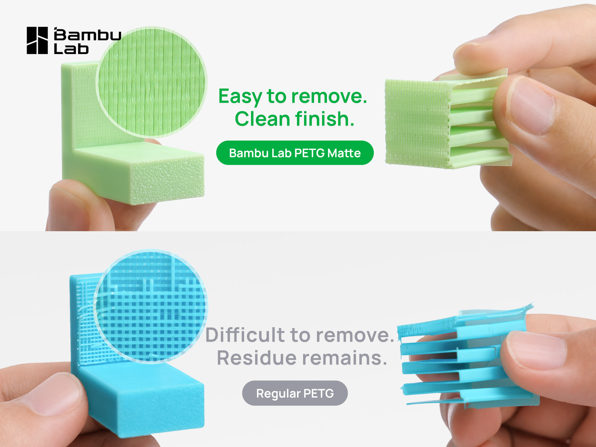 Bambu Lab PETG Matte – отстраняване на подпори