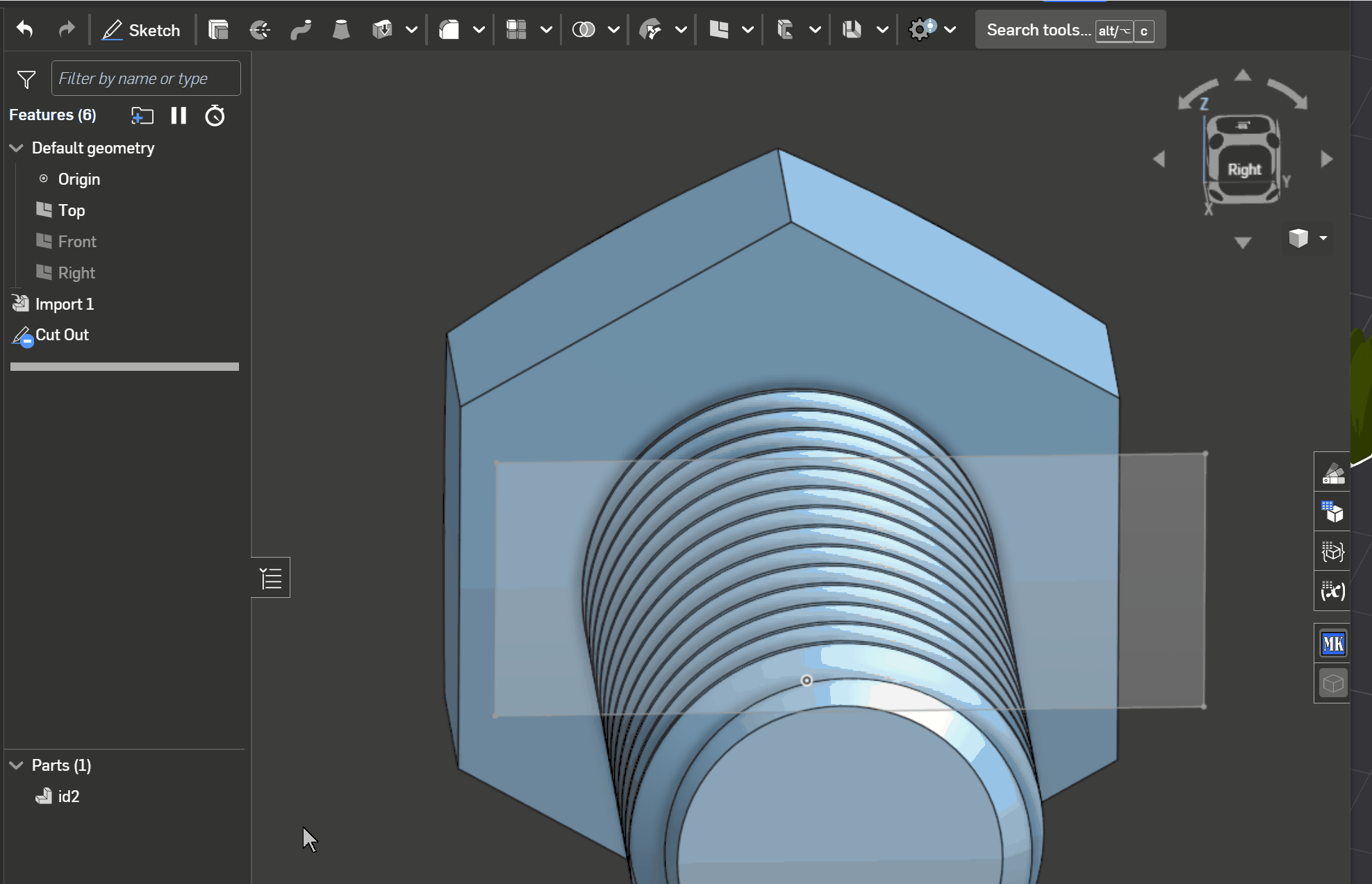 Flat bolt 2 cut